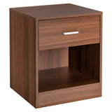 NNECW 2-tier Wooden Bedside Table with Storage Drawer & Cabinet for Bedroom/Living Room/Office
