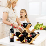 NNECW Modern Chic Decor 8-Bottle Solid Bamboo Wine Rack Display Holder with Compact Size