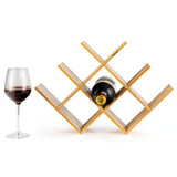 NNECW Modern Chic Decor 8-Bottle Solid Bamboo Wine Rack Display Holder with Compact Size