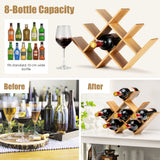 NNECW Modern Chic Decor 8-Bottle Solid Bamboo Wine Rack Display Holder with Compact Size