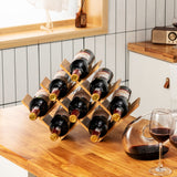 NNECW Modern Chic Decor 8-Bottle Solid Bamboo Wine Rack Display Holder with Compact Size