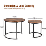 NNECW Set of 2 Round Nesting Coffee Table with Wooden Tabletop & Powder-coated Steel Frame for Living Room