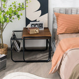 NNECW 2 Pieces Modern Industrial Nesting Coffee Table Set