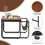 NNECW 2 Pieces Modern Industrial Nesting Coffee Table Set