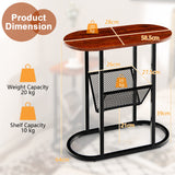 NNECW 2-Tier Industrial Side Table with Mesh Shelf & Steel Frame
