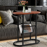 NNECW 2-Tier Industrial Side Table with Mesh Shelf & Steel Frame