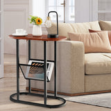 NNECW 2-Tier Industrial Side Table with Mesh Shelf & Steel Frame