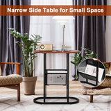 NNECW 2-Tier Industrial Side Table with Mesh Shelf & Steel Frame