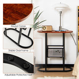 NNECW 2-Tier Industrial Side Table with Mesh Shelf & Steel Frame