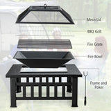 NNECW 3 in 1 Fire Pit with Spark Screen Cover
