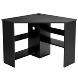 NNECW Black Corner Computer Desk with Management Hole for Home Office