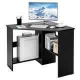NNECW Black Corner Computer Desk with Management Hole for Home Office