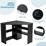 NNECW Black Corner Computer Desk with Management Hole for Home Office