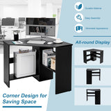 NNECW Black Corner Computer Desk with Management Hole for Home Office