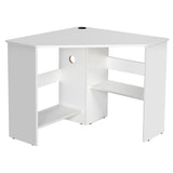 NNECW White Corner Computer Desk with Management Hole for Home Office