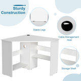 NNECW White Corner Computer Desk with Management Hole for Home Office