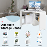 NNECW White Corner Computer Desk with Management Hole for Home Office