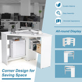 NNECW White Corner Computer Desk with Management Hole for Home Office