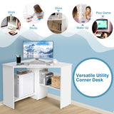 NNECW White Corner Computer Desk with Management Hole for Home Office