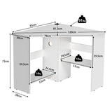 NNECW White Corner Computer Desk with Management Hole for Home Office