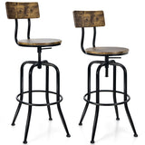 NNECW Set of 2 Adjustable Swivel Kitchen Dining Chairs with Ergonomic Backrest-Coffee