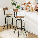 NNECW Set of 2 Adjustable Swivel Kitchen Dining Chairs with Ergonomic Backrest-Coffee