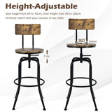 NNECW Set of 2 Adjustable Swivel Kitchen Dining Chairs with Ergonomic Backrest-Coffee