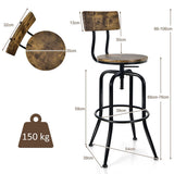 NNECW Set of 2 Adjustable Swivel Kitchen Dining Chairs with Ergonomic Backrest-Coffee
