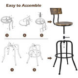 NNECW Set of 2 Adjustable Swivel Kitchen Dining Chairs with Ergonomic Backrest-Coffee