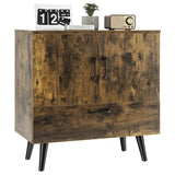 NNECW Mid-century Modern Storage Cabinet with 2 Doors &amp 1 Pull-out Drawer-Brown