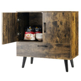 NNECW Mid-century Modern Storage Cabinet with 2 Doors &amp 1 Pull-out Drawer-Brown