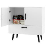 NNECW Mid-century Modern Storage Cabinet with 2 Doors &amp 1 Pull-out Drawer-White