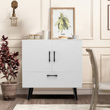 NNECW Mid-century Modern Storage Cabinet with 2 Doors &amp 1 Pull-out Drawer-White