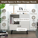 NNECW Mid-century Modern Storage Cabinet with 2 Doors &amp 1 Pull-out Drawer-White