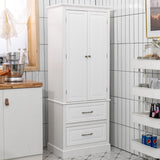NNECW 158CM Freestanding Storage Cabinet with Adjustable Shelves & 2 Drawers for Kitchen