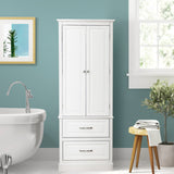NNECW 158CM Freestanding Storage Cabinet with Adjustable Shelves & 2 Drawers for Kitchen