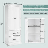 NNECW 158CM Freestanding Storage Cabinet with Adjustable Shelves & 2 Drawers for Kitchen
