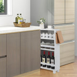NNECW 4-Tier Slim Rolling Storage Trolley with Handle and Adjustable Shelf-White