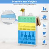NNECW 4-Tier Slim Rolling Storage Trolley with Handle and Adjustable Shelf-White