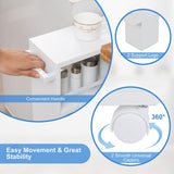 NNECW 4-Tier Slim Rolling Storage Trolley with Handle and Adjustable Shelf-White
