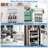 NNECW 4-Tier Slim Rolling Storage Trolley with Handle and Adjustable Shelf-White