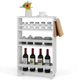 NNECW 4-Tier Slim Rolling Storage Trolley with Handle and Adjustable Shelf-White