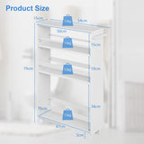 NNECW 4-Tier Slim Rolling Storage Trolley with Handle and Adjustable Shelf-White