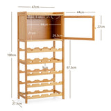 NNECW 20-Bottle Bamboo Wine Rack Cabinet with Glass Hanger for Bar & Kitchen