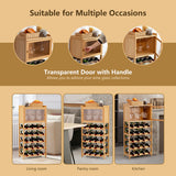 NNECW 20-Bottle Bamboo Wine Rack Cabinet with Glass Hanger for Bar & Kitchen