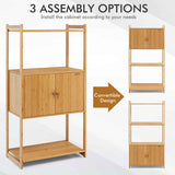 NNECW Bamboo Storage Cabinet with 3 Shelves for Bathroom