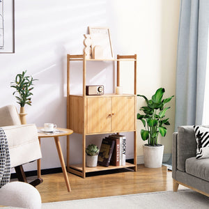 NNECW Bamboo Storage Cabinet with 3 Shelves for Bathroom