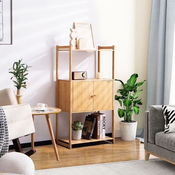 NNECW Bamboo Storage Cabinet with 3 Shelves for Bathroom