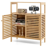 NNECW Bamboo Bathroom Storage Cabinet with Removable Shelf for Bathroom Living Room