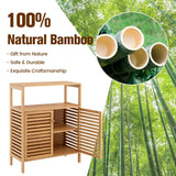 NNECW Bamboo Bathroom Storage Cabinet with Removable Shelf for Bathroom Living Room